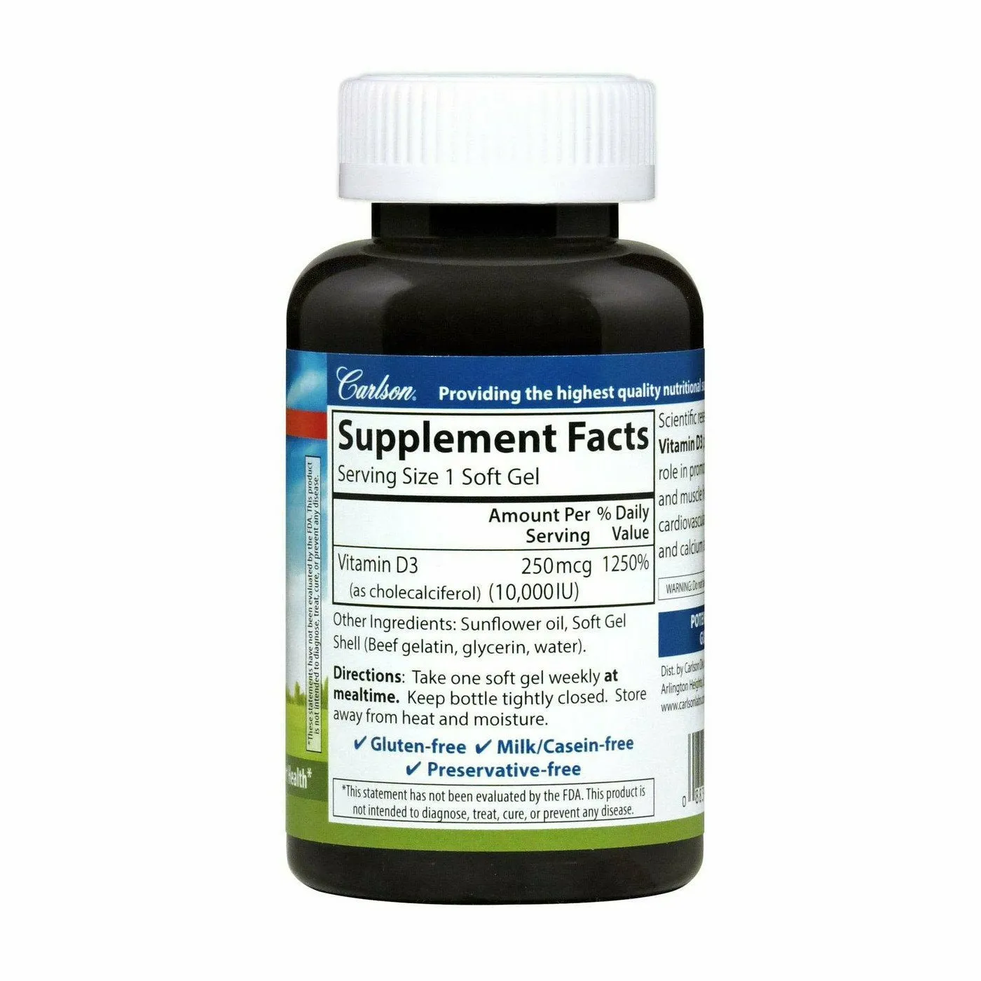 Vitamin D3 10.000 IU 120 gels by Carlson Labs