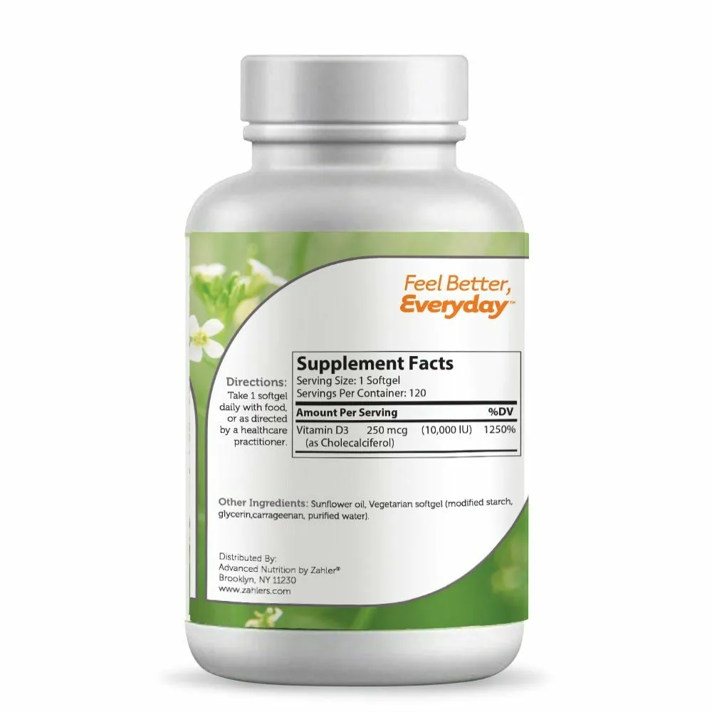 Vitamin D3 10.000 IU 120 softgels by Zahler