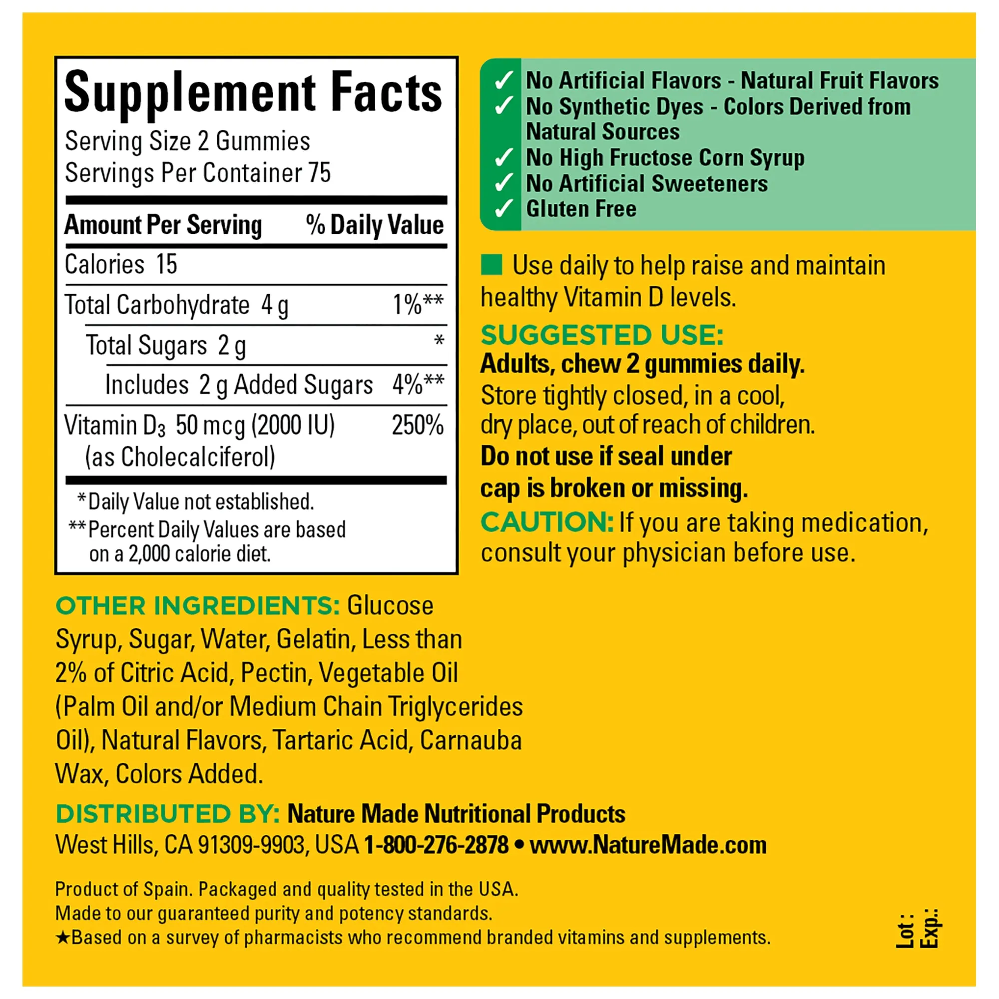Vitamin D3 2000 IU (50 mcg) Gummies