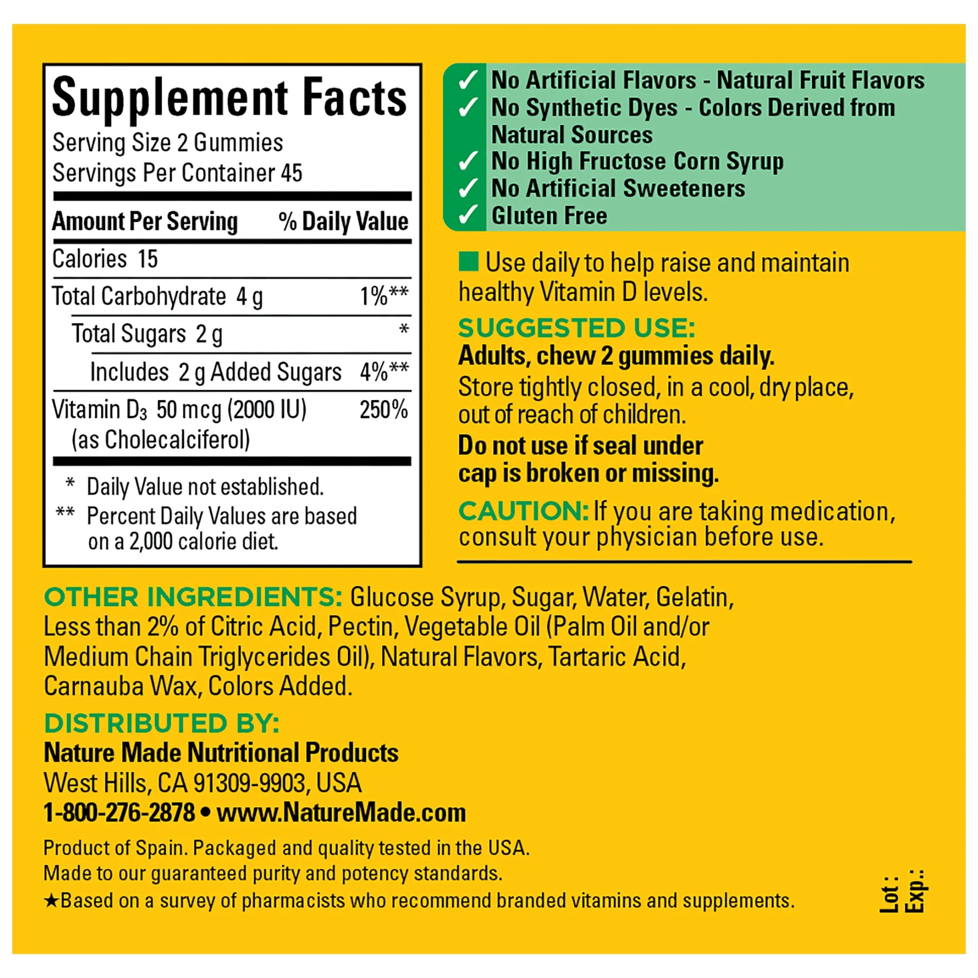 Vitamin D3 2000 IU (50 mcg) Gummies