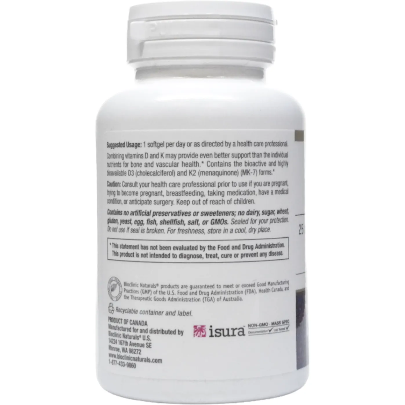 Vitamin D3 & K2 60 gels By Bioclinic Naturals