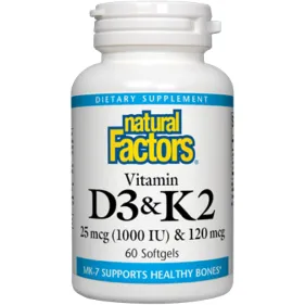 Vitamin D3 & K2 60 softgels by Natural Factors