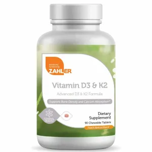 Vitamin D3 & K2 Chewable 90 tabs by Zahler