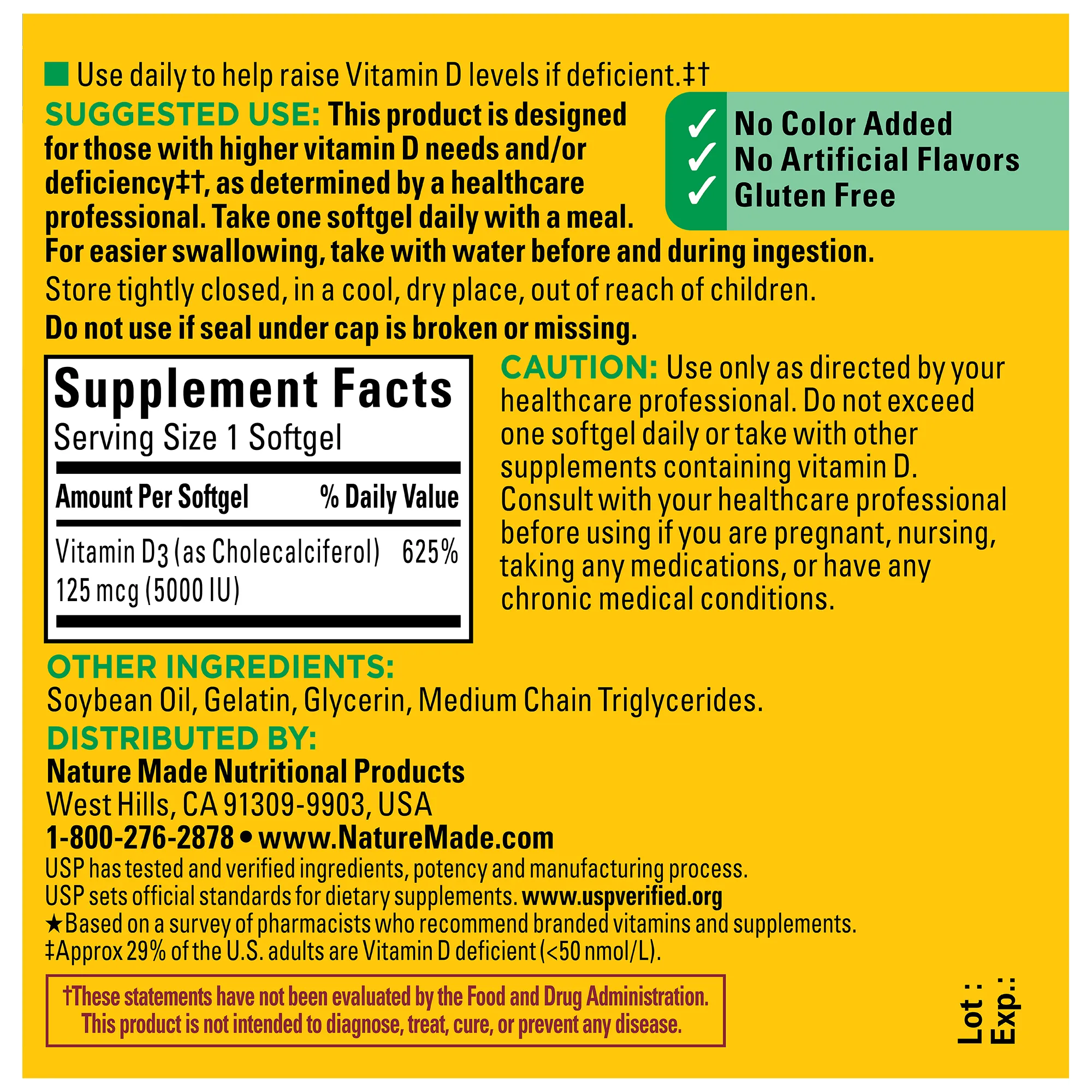 Vitamin D3 Extra Strength 5000 IU (125 mcg) Softgels