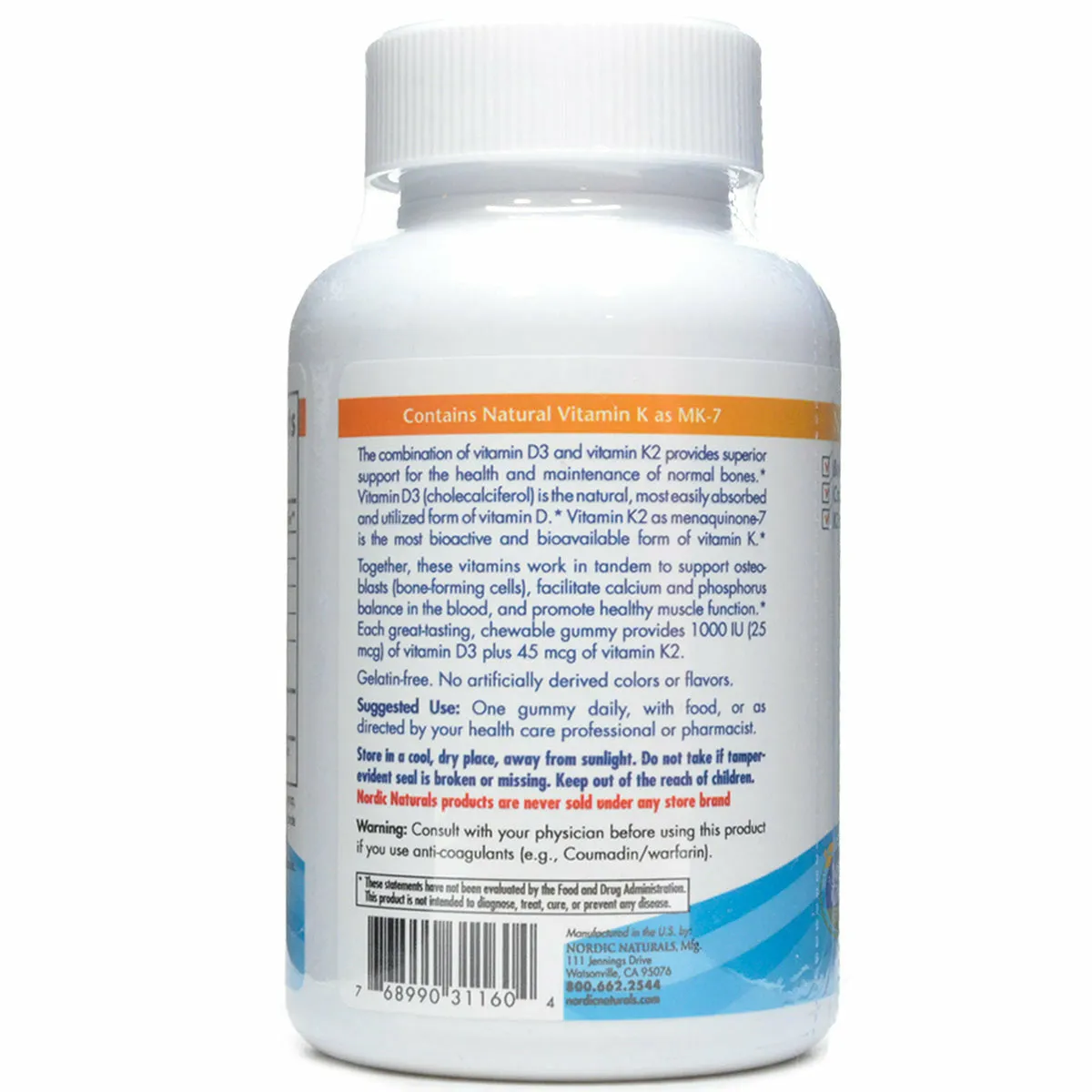 Vitamin D3   K2 60 Gummies By Nordic Naturals