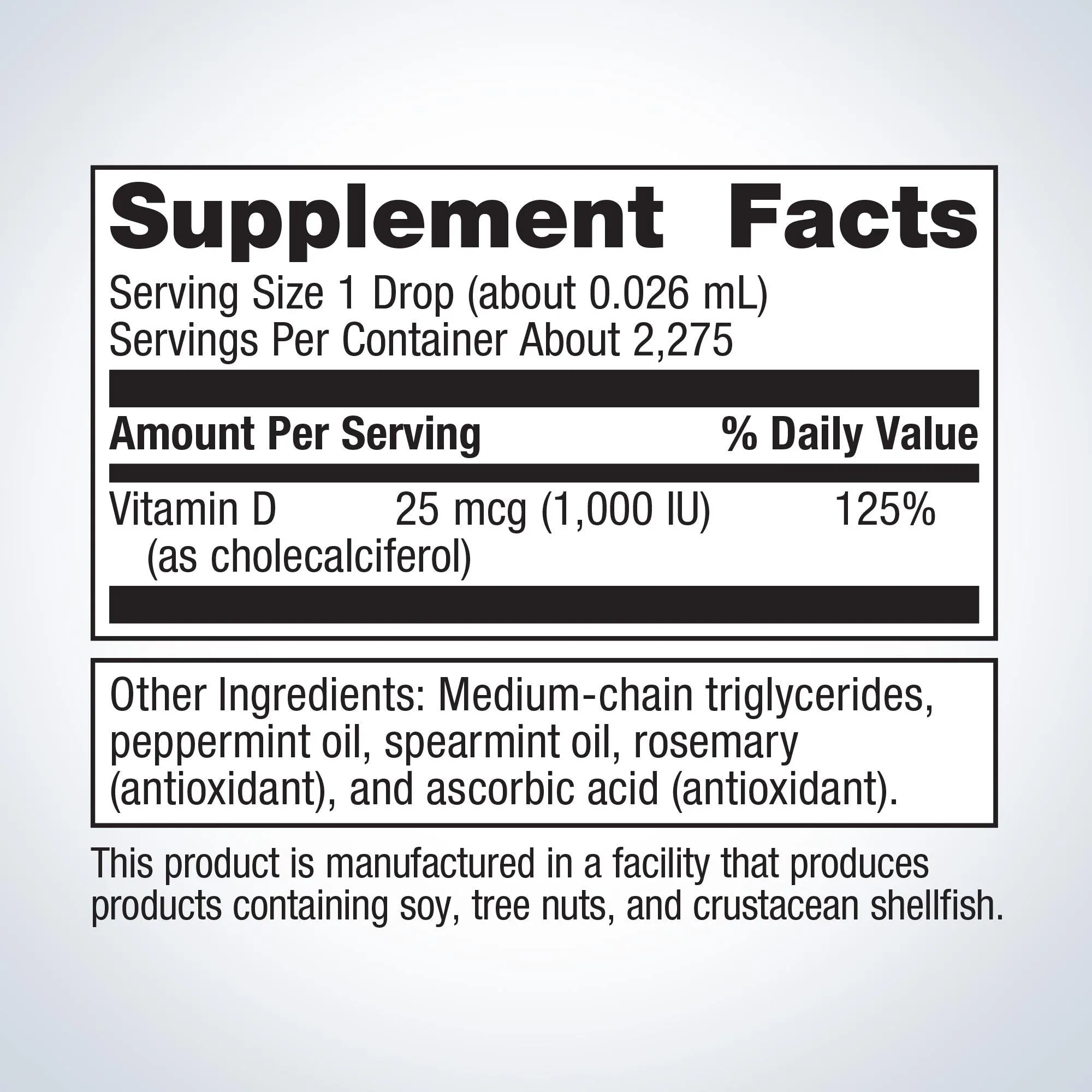 Vitamin D3 Liquid Mint 2 oz by Metagenics