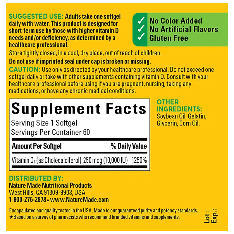 Vitamin D3 Maximum Strength 10.000 IU (250 mcg)