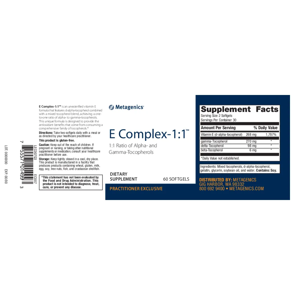 Vitamin E Mixed Tocopherols 60 Softgels by Metagenics