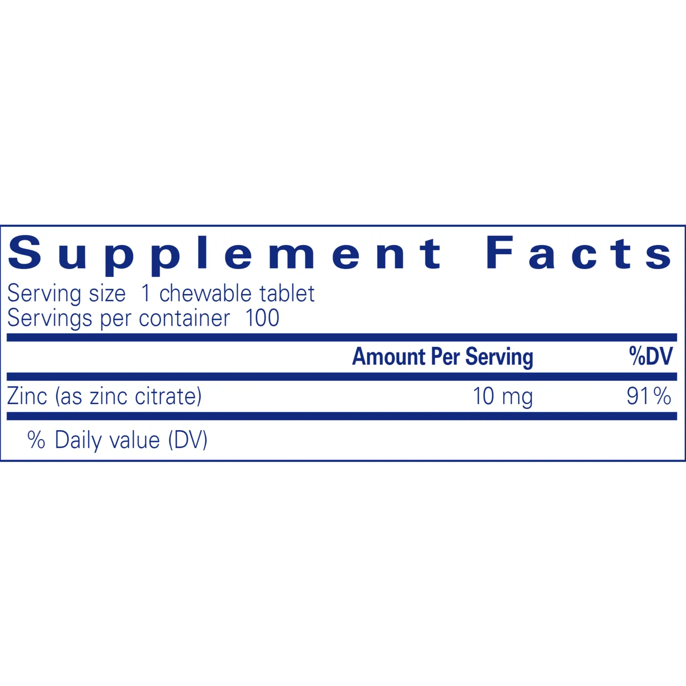 Zinc Chewables 100 tabs by Pure Encapsulations