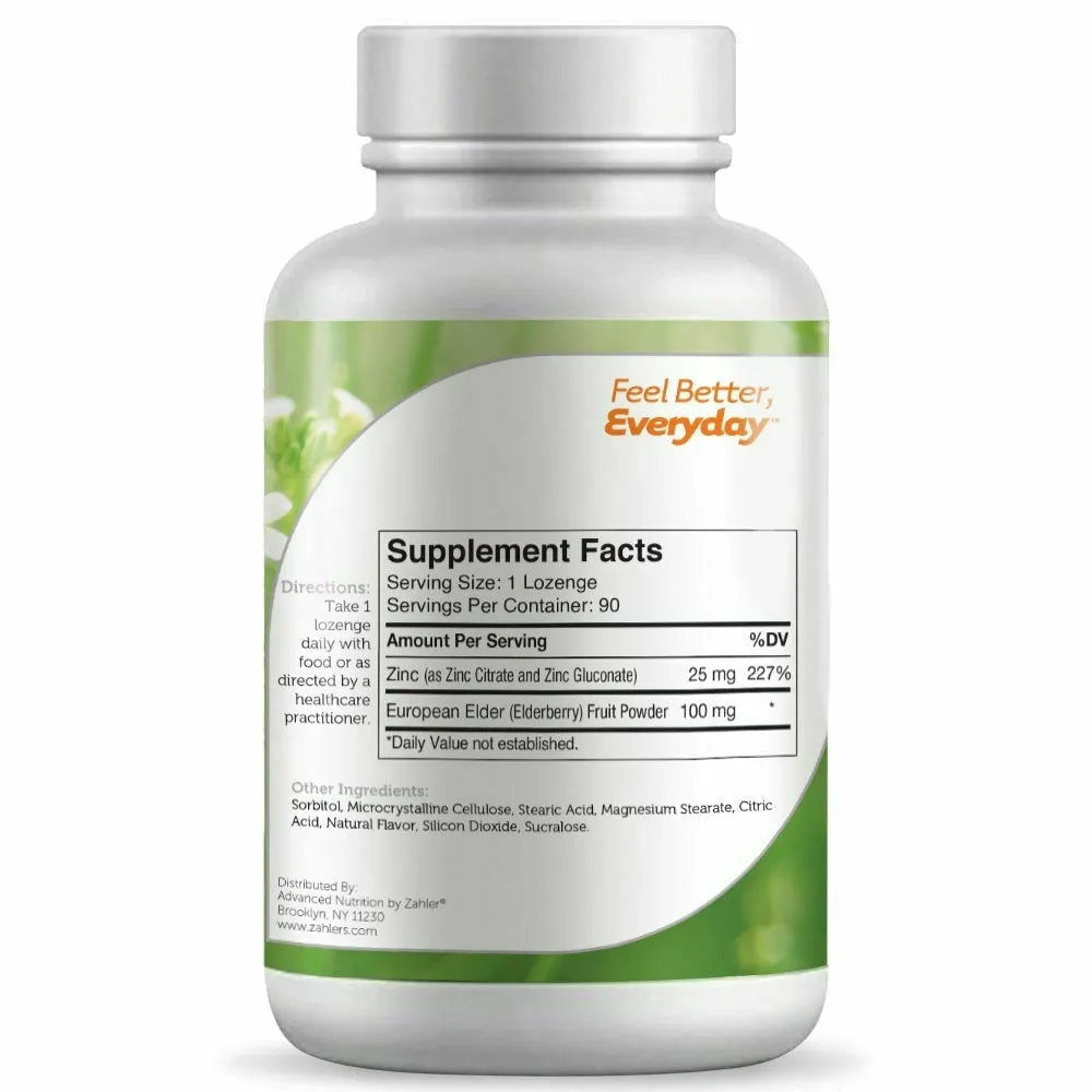 Zinc   Elderberry 90 Lozenges by Zahler