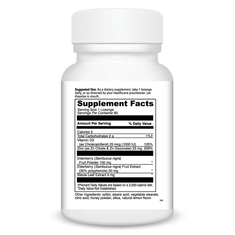 Zinc Lozenge   Elderberry 60 loz by Davinci Labs