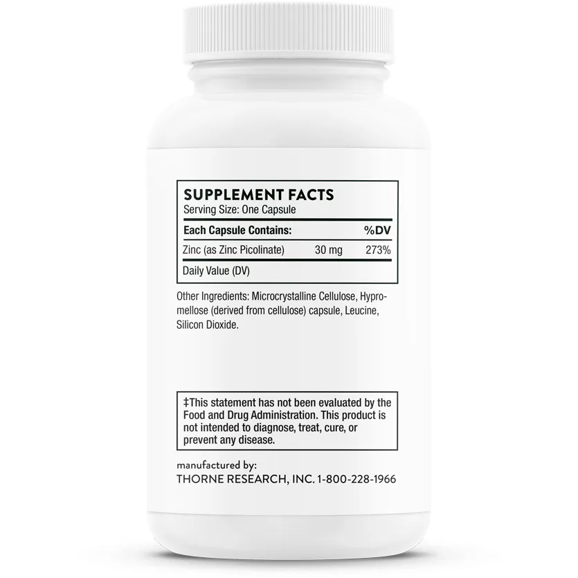 Zinc Picolinate 30 mg NSF 60 caps by Thorne